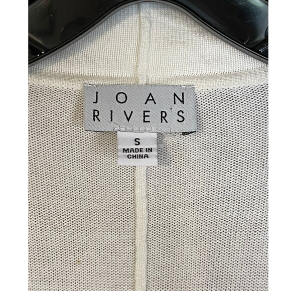 Joan Rivers Size Small Cream Short Sleeve Drop Shoulder Knit Cardigan Pockets - Picture 3 of 6